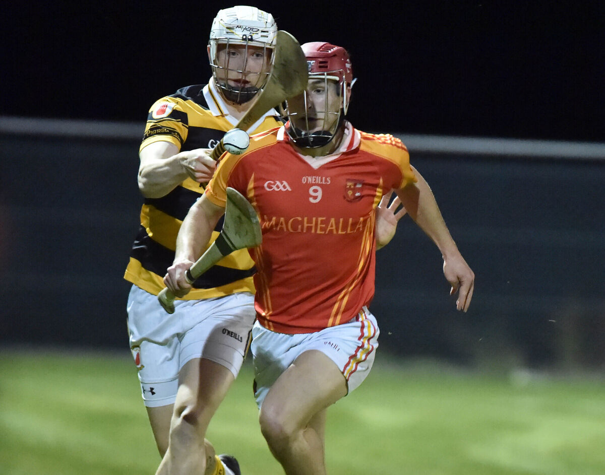 Mallow's Kenneth Mills is tackled by Na Piarsaigh's Evan Sheehan. Picture: Eddie O'Hare