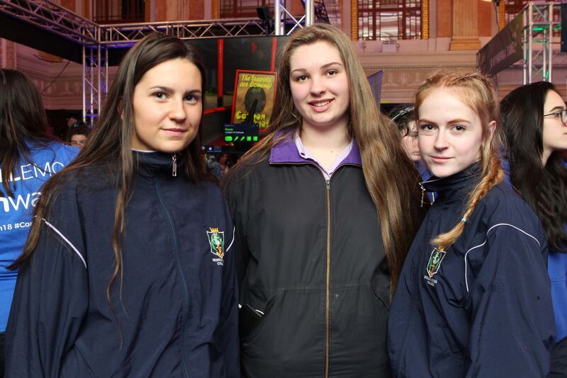 Amy Carroll, Elspeth Waters and Heather Santry from Regina Mundi Douglas pictured at the I Wish 2018 STEM Showcase. Pic Diane Cusack
