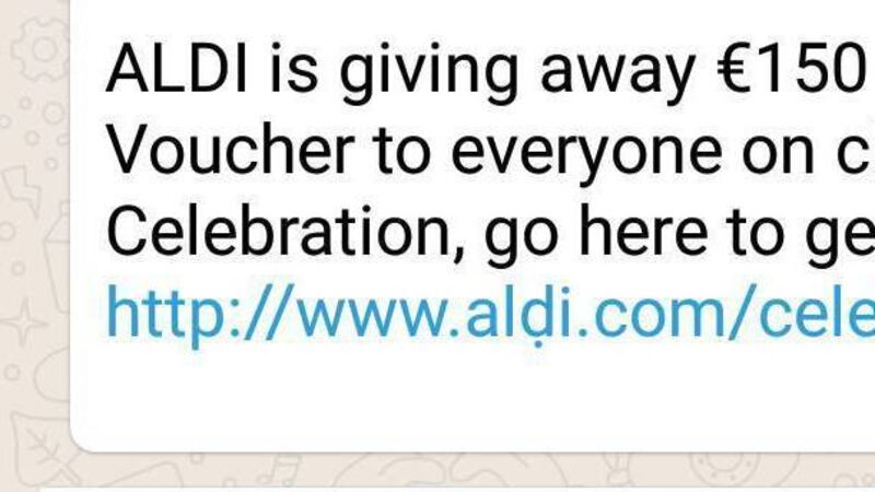 Aldi warn of fake vouchers messages circulated on Whatsapp