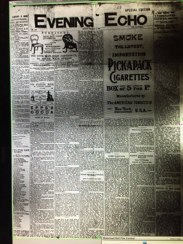 DAWN OF A NEW CENTURY: The front page of the Evening Echo from Monday, January 1, 1900.