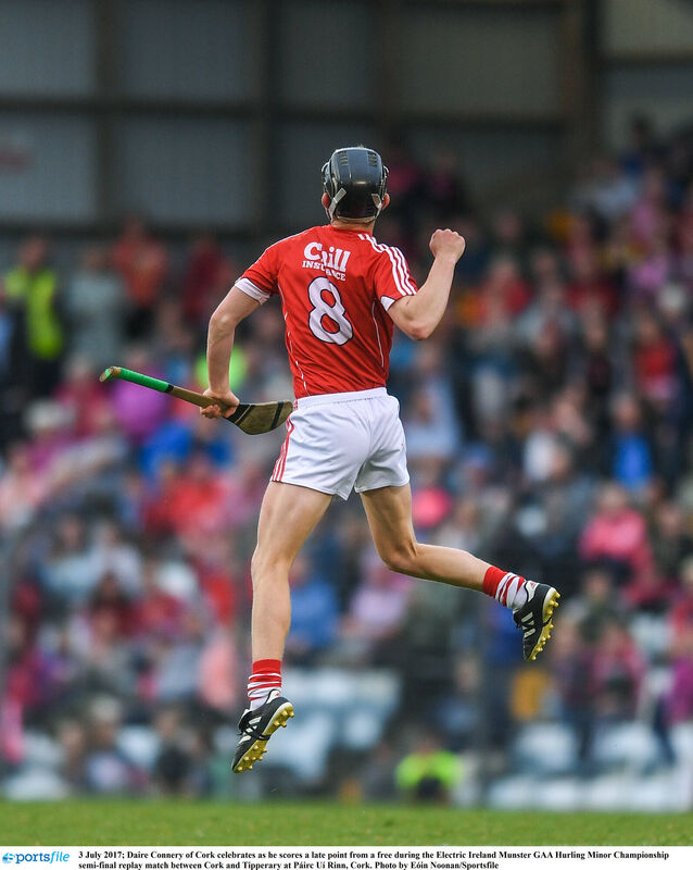 Daire Connery of Cork celebrates as he scores a late point. Picture: Eóin Noonan/Sportsfile