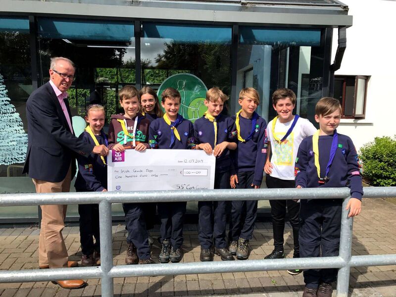 Cubs scouts from the 55th Cork (Carrigaline) who helped to raise funds for the Guide Dog Association as part of their Chief Scout Award.