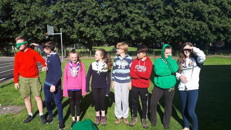 The Lion Patrol from the 4th Cork (Ss. Peter & Paul's) are all fun and games preparing for this year's 'Phoenix' All-Ireland Scoutcraft Competition in the grounds of Stormont Castle.