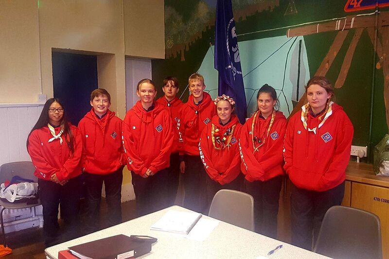 The combined team from the 2nd, 6th and 47th Cork (Douglas/ St. Fin Barre's) all set in their new hoodies for the 'Phoenix' All-Ireland scoutcraft Competition held in the grounds of Stormont Castle over the past four days.