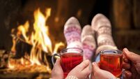 Mulled wine at romantic fireplace