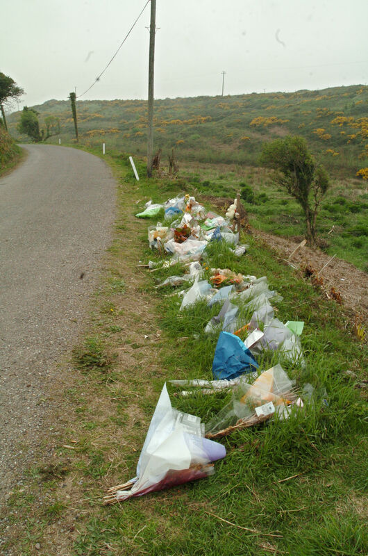Wreaths, bouquets and toys lying at the site near Inch strand in East Cork where the body of Robert Holohan was found. Picture: Richard Mills. Wreaths, bouquets and toys lying at the site near Inch strand in East Cork where the body of Robert Holohan was found. Picture: Richard Mills.