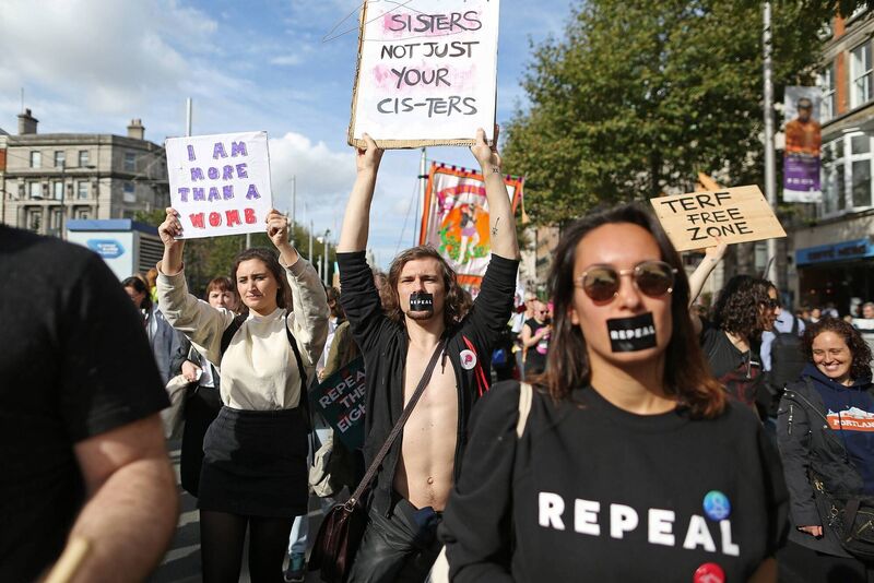 Tens of thousands of demonstrators took to the streets of Dublin Saturday afternoon to take part in the annual March for Choice rally. Pic: Julien Behal Tens of thousands of demonstrators took to the streets of Dublin Saturday afternoon to take part in the annual March for Choice rally. Pic: Julien Behal