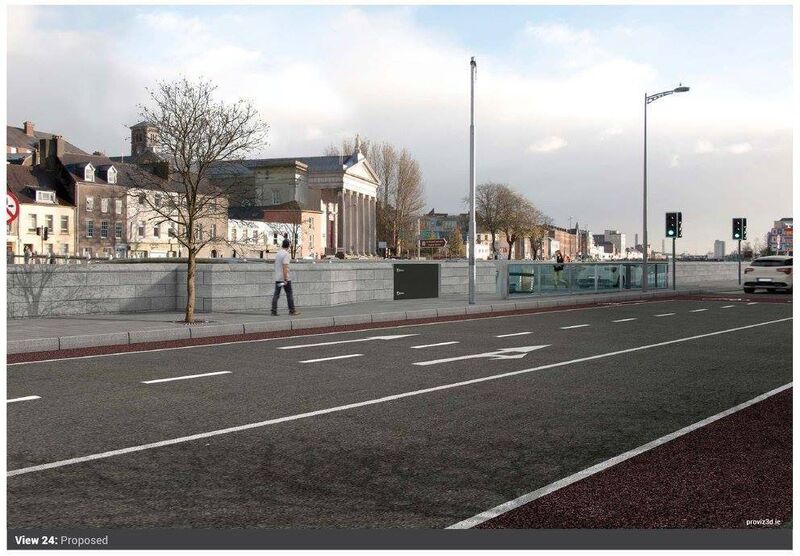 Proposed flood defences along Cork's quay walls. Cornmarket St Bridge
