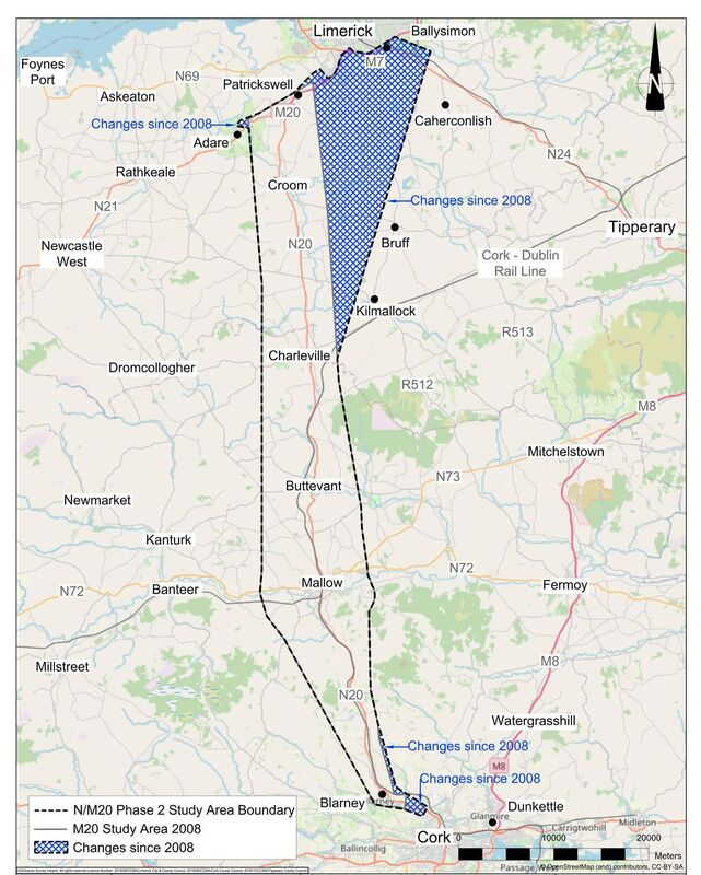 N/M20 Cork Limerick Road Improvement Scheme proposed area. Pic: corklimerick.ie