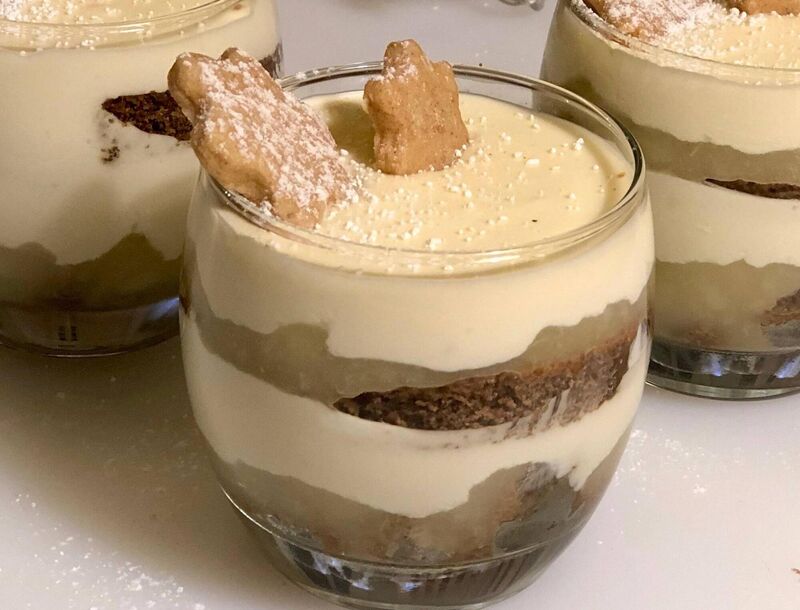 Gingerbread and apple trifle with mascarpone cream. Gingerbread and apple trifle with mascarpone cream.