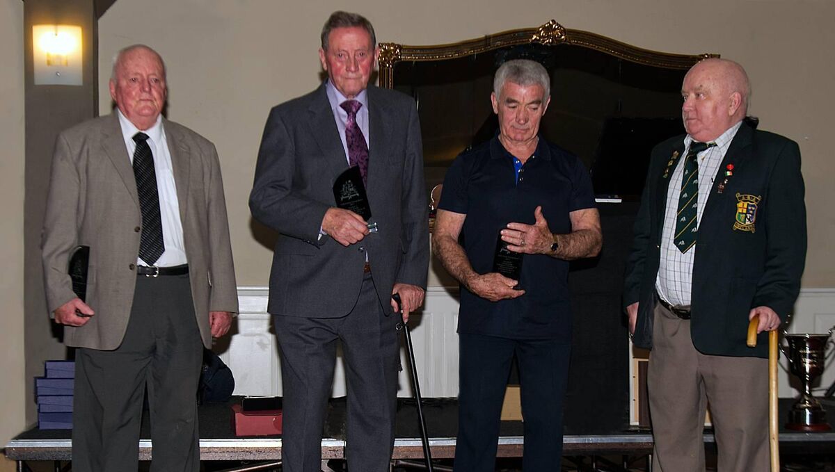Maurice 'Pip' Walsh, left, with his colleagues from the world of boxing at an awards ceremony in the Commons Hotel, Mick Devane, Riverstown,Tom Kelleher, Glen Boxing Club, and Billy O'Donovan of Leeside Lough. Picture: Doug Minihane. Maurice 'Pip' Walsh, left, with his colleagues from the world of boxing at an awards ceremony in the Commons Hotel, Mick Devane, Riverstown,Tom Kelleher, Glen Boxing Club, and Billy O'Donovan of Leeside Lough. Picture: Doug Minihane.