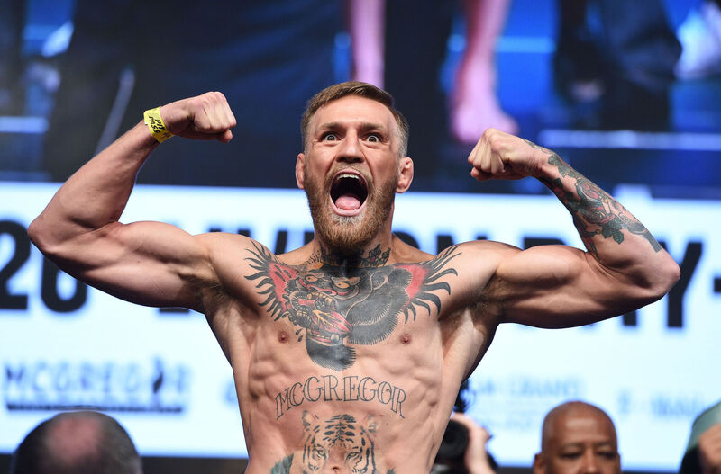 Conor McGregor during the weigh in at the T-Mobile Arena, Las Vegas, Nevada 2017.