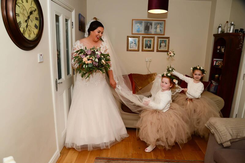Denise Heslin with her flower girls, daughter Ciara Lilly and niece Niamh.