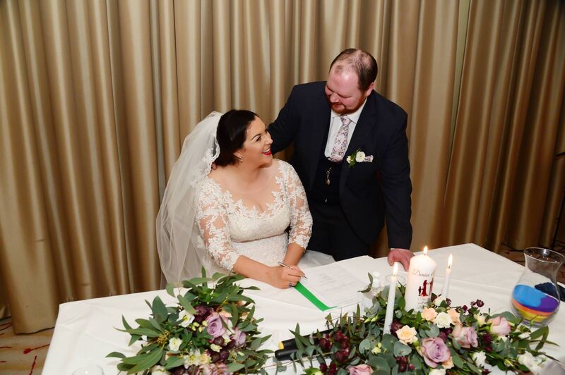The couple enjoyed a humanist ceremony at The Kingsley Hotel, after their original venue had to cancel.