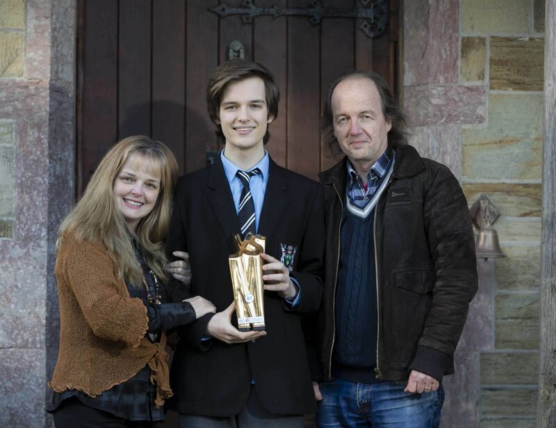 Nita and Richard Tarr with their son Gregory Tarr, 6th year student from Bandon Grammar School who has taken home the top prize of €7,500 and the BT Young Scientist Awards. 