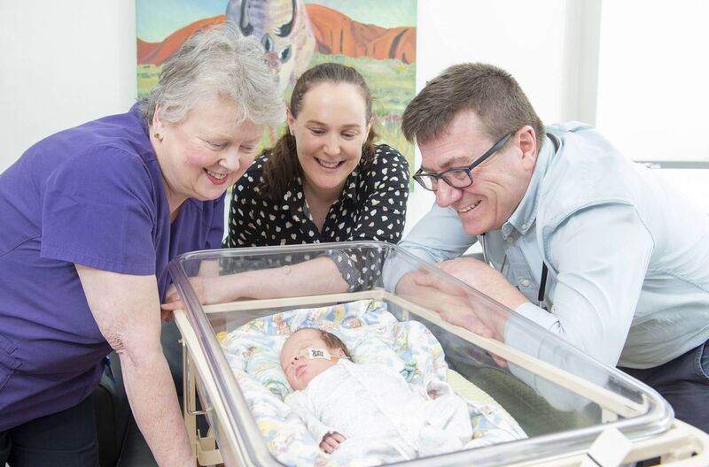 Sarah O’Keeffe of Ballyvolane, Cork, with her baby son Aaron Cotter pictured with Dr. Brendan Murphy (Consultant Neonatologist) and Margaret O’Driscoll (Clinical Midwife Manager 2) at the Neonatal Unit at CUMH (Cork University Maternity Hospital). Picture: Gerard McCarthy 