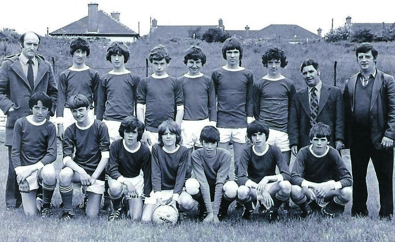 Denis Irwin with Everton after their U15 league win in 1981, his last season with the Togher club before moving to Leeds United. Back row Tommy Twomey, Michael Kent, Liam McGrath, Noel O’Sullivan, Denis Irwin, Eric Bergin, John Keane, Willie Finney, David Duffy. Front row: Nial Kavanagh, Anthony O’Sullivan, Alan Twomey, Derek O’Sullivan, Eric Barrett, Stanley Notte, Noel O’Leary. Denis Irwin with Everton after their U15 league win in 1981, his last season with the Togher club before moving to Leeds United. Back row Tommy Twomey, Michael Kent, Liam McGrath, Noel O’Sullivan, Denis Irwin, Eric Bergin, John Keane, Willie Finney, David Duffy. Front row: Nial Kavanagh, Anthony O’Sullivan, Alan Twomey, Derek O’Sullivan, Eric Barrett, Stanley Notte, Noel O’Leary.