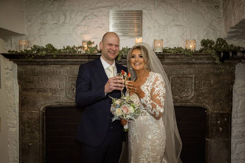 RAISING A GLASS: Due to Covid-19 restrictions they could only have 15 guests in the ceremony and 25 at the meal afterwards.