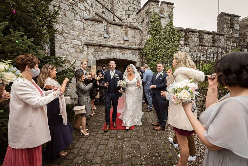 SAYING I DO: Guests clapped and blew bubbles when the happy couple emerged from the civil ceremony.