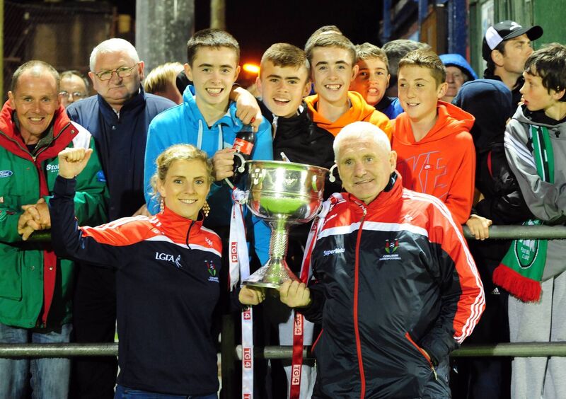 Valerie Mulcahy and Eamonn Ryan got a heroes' welcome from the Shed after bringing the cup to a Cork City game at Turner's Cross. Picture: Eddie O'Hare Valerie Mulcahy and Eamonn Ryan got a heroes' welcome from the Shed after bringing the cup to a Cork City game at Turner's Cross. Picture: Eddie O'Hare