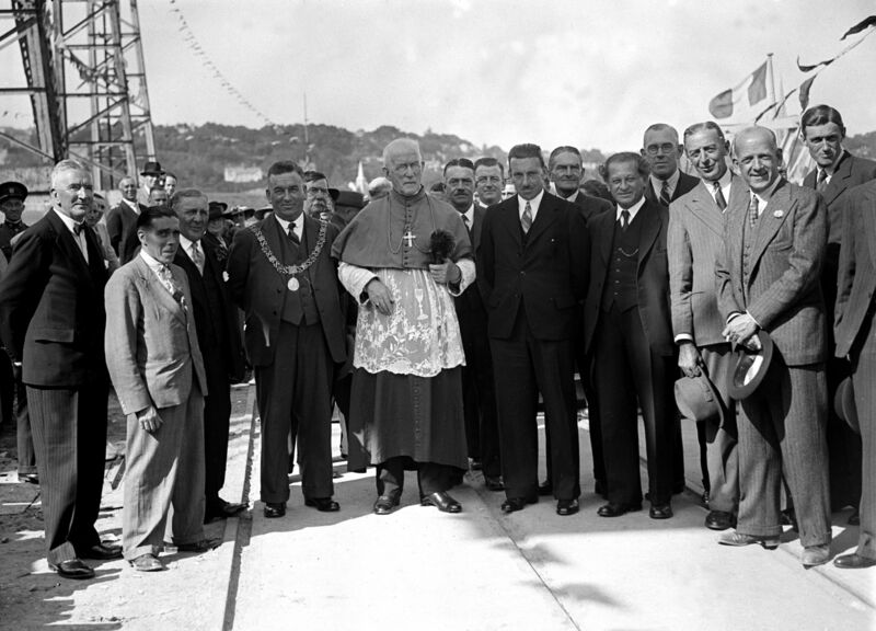 August 1939: Opening of Irish Steel by Sean Lemass with Bishop of Cork, Most Rev Dr. Cohalan and Lord Mayor of Cork Cllr Jim Hickey.