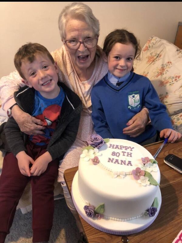 Teresa Crowley with Tess and Ollie on her 80th birthday.