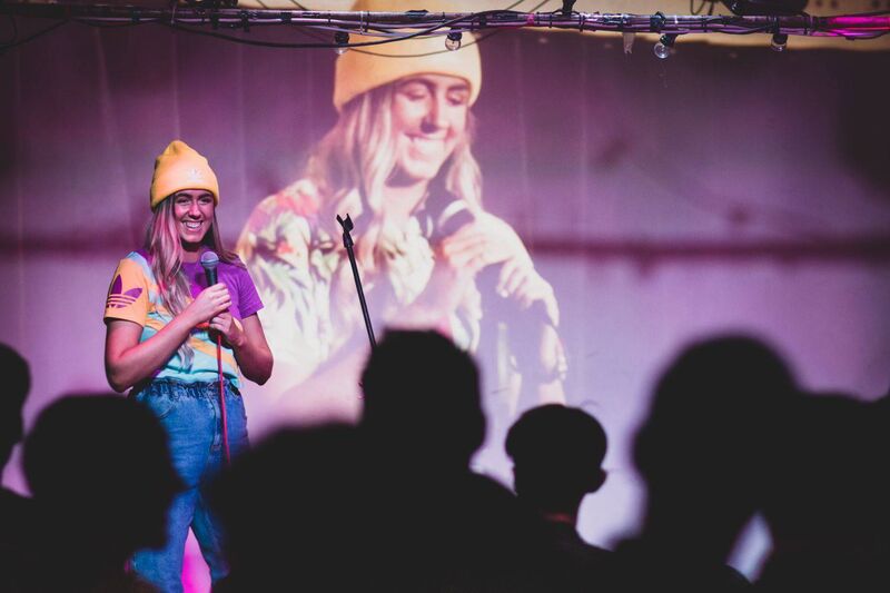 Sinead, at a stand-up comedy gig, which she misses doing, due to the pandemic.