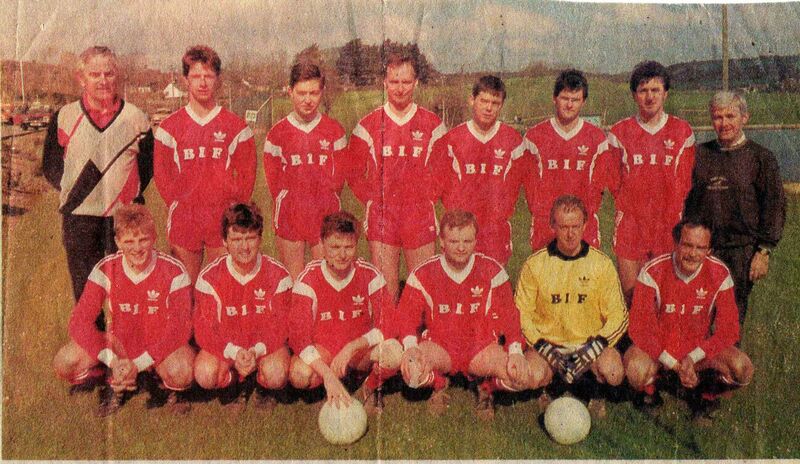 Bank of Ireland (1991/92), back: Steve Guinane, Finbarr Lyons, Roy Murphy, Tadhg Curran, Michael Doyle, Gerry Ryan, Dave McDonnell, Joe Grant; front: Martin O'Rourke, Liam O'Sullivan, John Vaughan, Kieran Coveney, Eamonn McSweeney, Joe Dillon.  Bank of Ireland (1991/92), back: Steve Guinane, Finbarr Lyons, Roy Murphy, Tadhg Curran, Michael Doyle, Gerry Ryan, Dave McDonnell, Joe Grant; front: Martin O'Rourke, Liam O'Sullivan, John Vaughan, Kieran Coveney, Eamonn McSweeney, Joe Dillon.