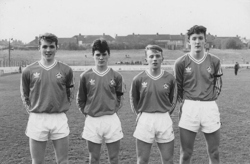 Paul McCarthy, Roy Keane, Alan O'Sullivan and Len Downey prior to an U16 International at Turner's Cross. Paul McCarthy, Roy Keane, Alan O'Sullivan and Len Downey prior to an U16 International at Turner's Cross.