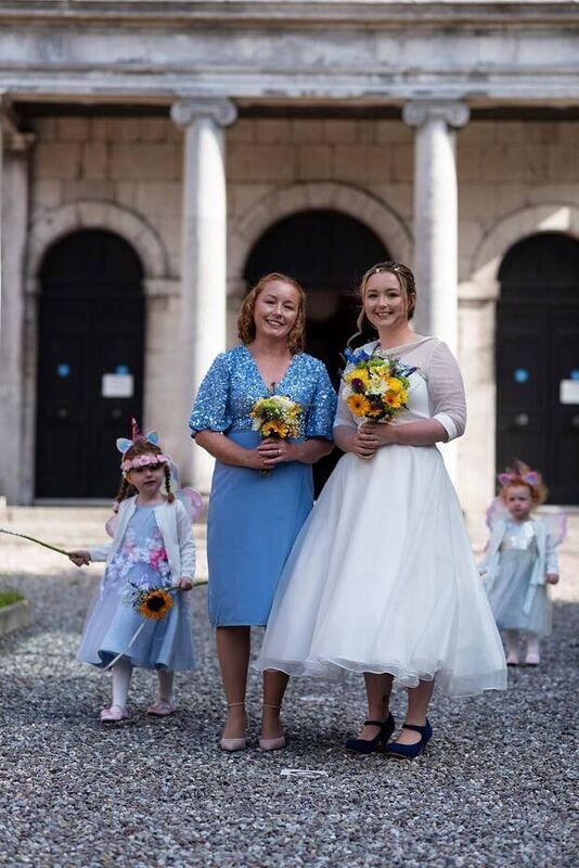 PLAYING A SPECIAL PART: Bride Fiona with her sister Liza and nieces Aoibhinn and Caoimhe, who were flower girls. PLAYING A SPECIAL PART: Bride Fiona with her sister Liza and nieces Aoibhinn and Caoimhe, who were flower girls.