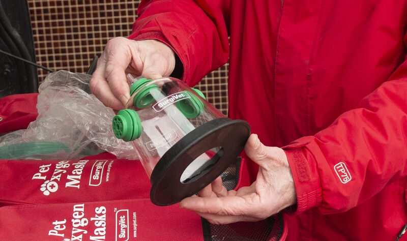  The new specialist oxygen masks for use by pets which were presented to the Cork City Fire Brigade by Albert Klyne of the Animal Welfare Society. Picture Dan Linehan