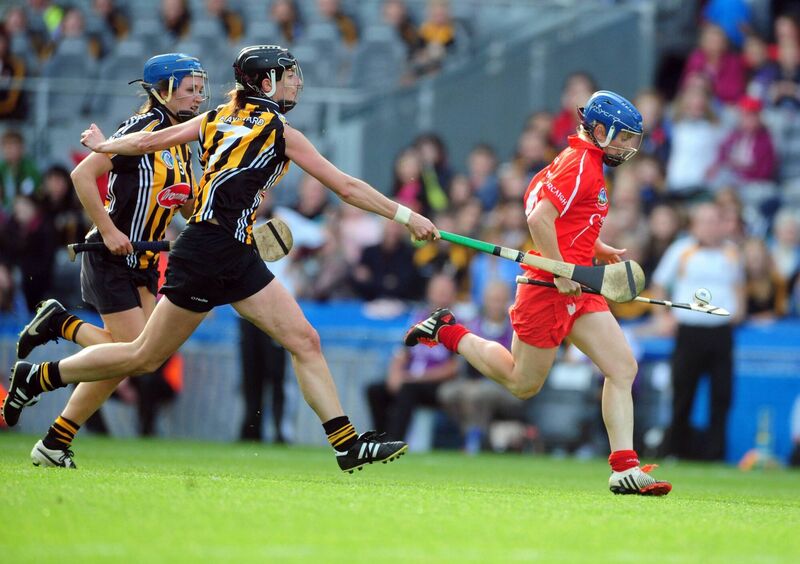 Briege Corkery on the break past Kilkenny's Elaine Aylward. Picture: Eddie O'Hare