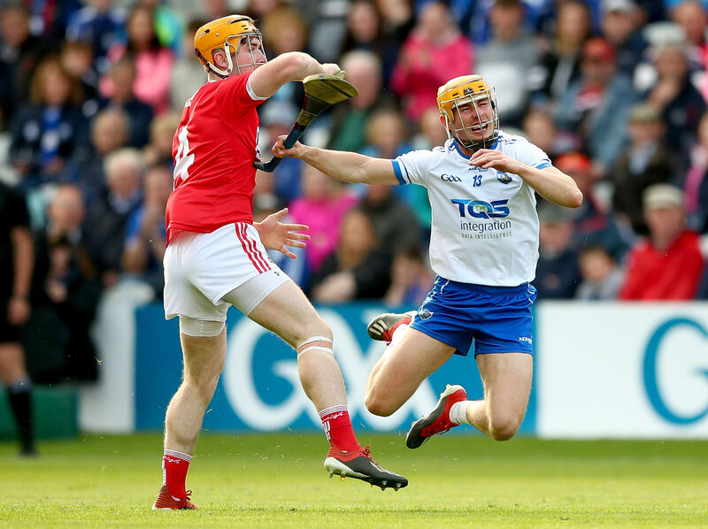 Cork's Niall O'Leary battles Tommy Ryan of Waterford. Picture: INPHO/James Crombie