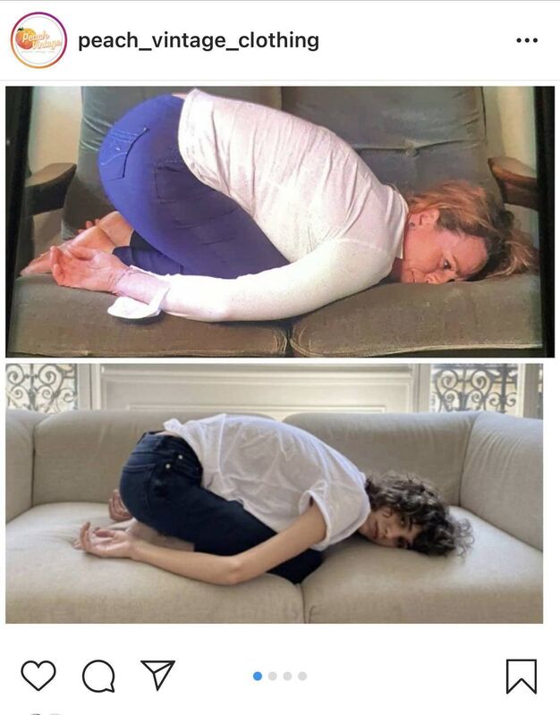 A screen grab from Katie's Instagram account, Peach Vintage Clothing, as she recreates some images by a high street fashion label.