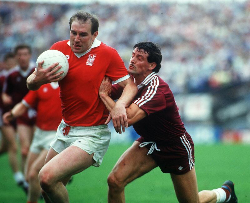 Cork's Christy Ryan and Frank Broderick of Galway in 1987 Picture: INPHO/Billy Stickland