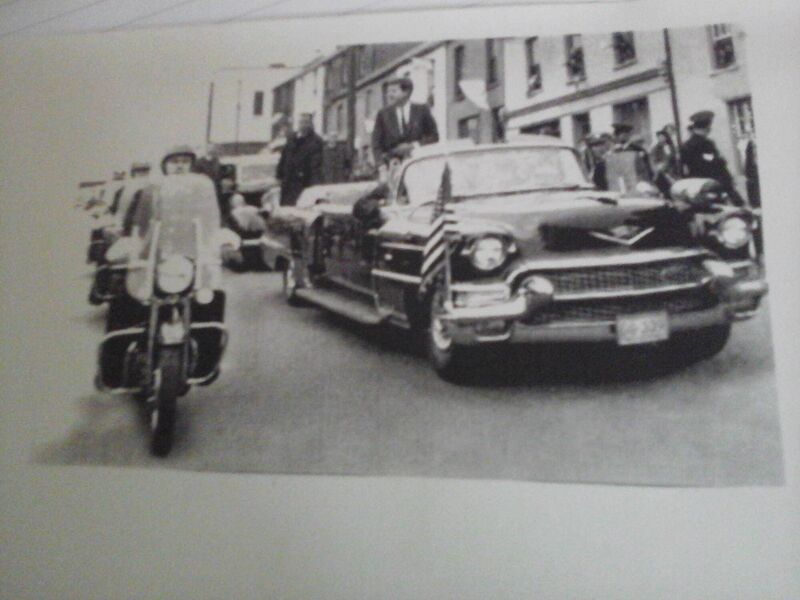John F Kennedy making his way down Military Road. He had landed in Collins Barracks in June, 1963. "I was standing at the post office and I recall this American President, a tanned looking man, turned in my direction and waved at ME." John F Kennedy making his way down Military Road. He had landed in Collins Barracks in June, 1963. "I was standing at the post office and I recall this American President, a tanned looking man, turned in my direction and waved at ME."