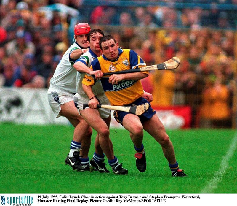 Colin Lynch, Clare, in action against Tony Browne and Stephen Frampton, Waterford, in the Munster hurling final replay. Picture: Ray McManus/SPORTSFILE