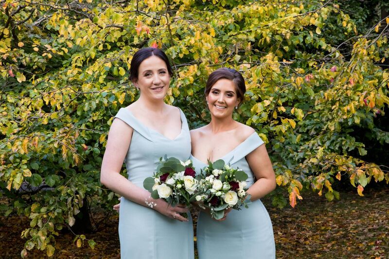 BY HER SIDE: Bridesmaids were Michelle’s sister Fiona and friend Marian Walsh.