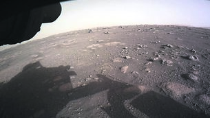 <p class="contextmenu internal_Caption">HISTORIC: A NASA image of Perseverance’s first full-colour look at Mars. But is the $2.7 billion mission the right use of resources?</p>