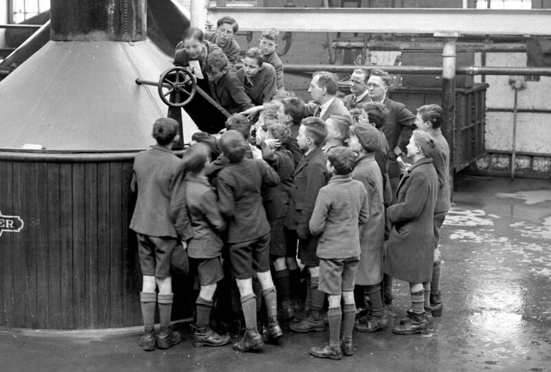  Blackpool National School boys visit Beamish &amp; Crawford Brewery, 1935.