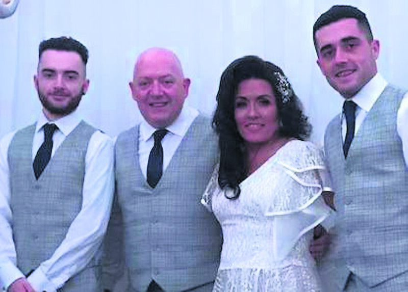 Sean O’Leary, wife Rose and sons Seán and Kyle at the renewal of their marriage vows to celebrate their 25th wedding anniversary on September 26, 2020, four weeks before Rose passed away
