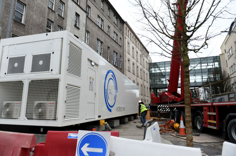 A mobile MRI unit has been installed outside Mercy University Hospital, Cork to facilitate upgrade works within the hospital. The Siemens MRI scanner, provided by Alliance Medical, will be temporarily in position as an extension is completed at the city centre hospital.Pic; Larry Cummins A mobile MRI unit has been installed outside Mercy University Hospital, Cork to facilitate upgrade works within the hospital. The Siemens MRI scanner, provided by Alliance Medical, will be temporarily in position as an extension is completed at the city centre hospital.Pic; Larry Cummins