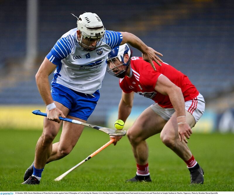 Dessie Hutchinson of Waterford in action against Seán O'Donoghue last October. Picture: Brendan Moran/Sportsfile