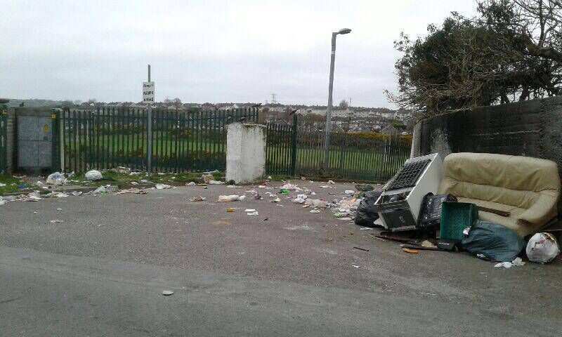 Illegal dumping outside the Spring Lane halting site last week.