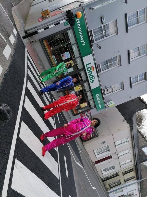 Four local characters marked the new pedestrian crossing in Bridge Street, Skibbereen with a humorous reenactment of the famous Beatles album cover Abbey Road.