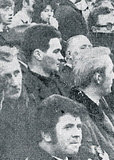 Mick O’Connell in the grandstand at Flower Lodge during the Cork Hibs v Waterford FAI Cup tie in 1971. Picture: B McGill.