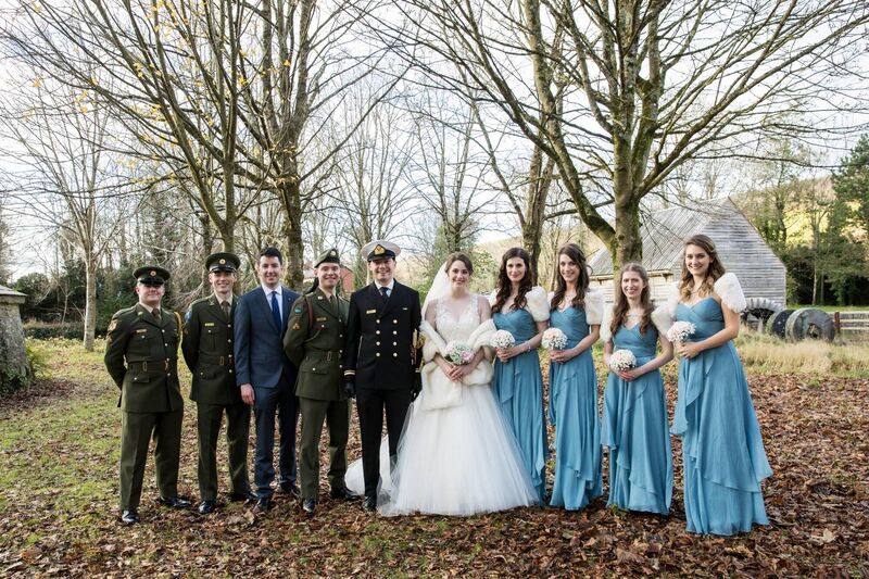 The couple with their wedding party.
