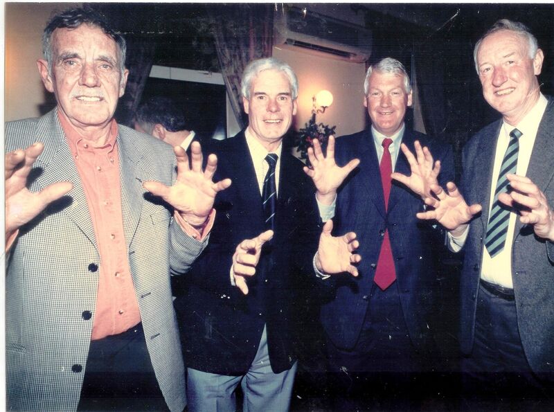 Four very good netminders at a Cork Celtic reunion in the Turner’s Cross Tavern: Kevin Blount, Derry Buckley, Billy Morgan and Bobby Brohan. 