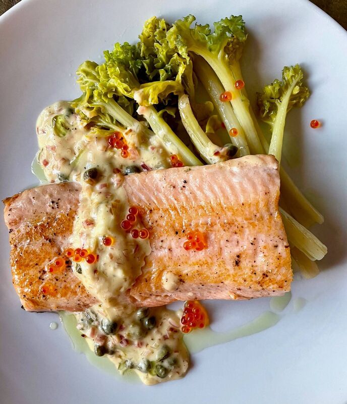 Sea Kale Trout Caper Sauce: Picture Kate Ryan Sea Kale Trout Caper Sauce: Picture Kate Ryan