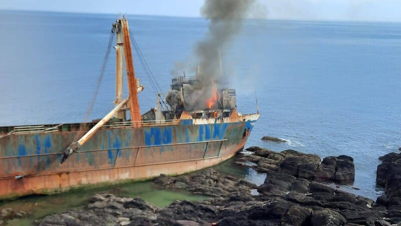 Fire crews stood down after fire on MV Alta